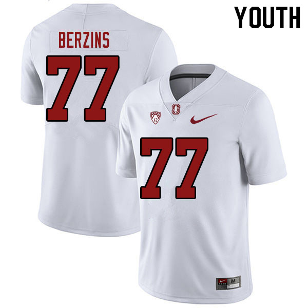 Youth #77 Logan Berzins Stanford Cardinal College Football Jerseys Sale-White - Click Image to Close